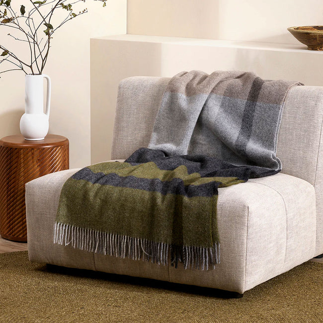 Baya Brunswick NZ Wool Throw - Olive