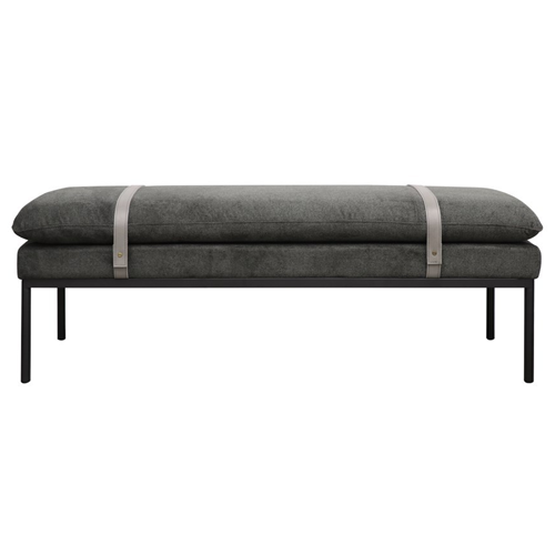 Bayley Bench with Leather Straps - Charcoal