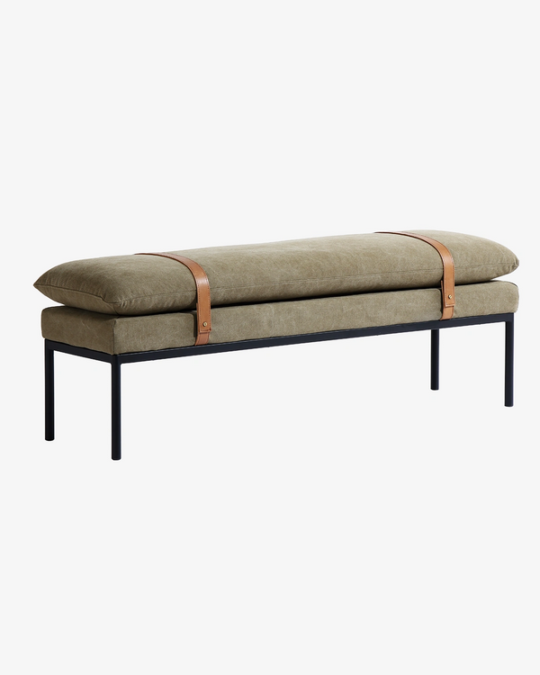 Bayley Bench with Leather Straps - Moss