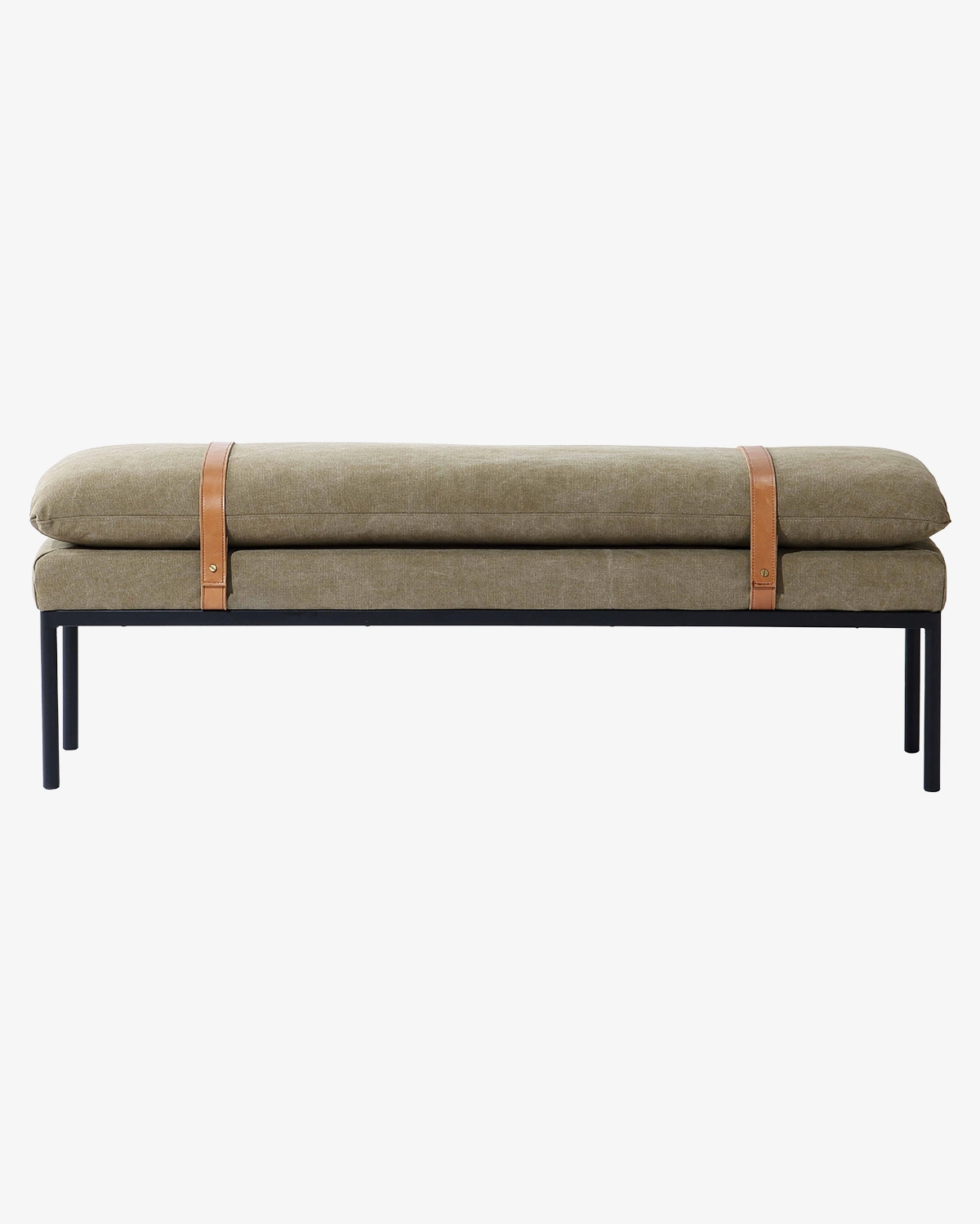 Bayley Bench with Leather Straps - Moss