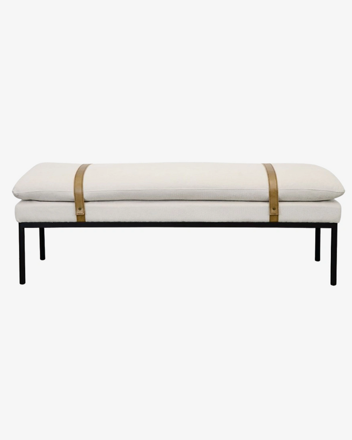 Bayley Bench with Leather Straps - Off-White