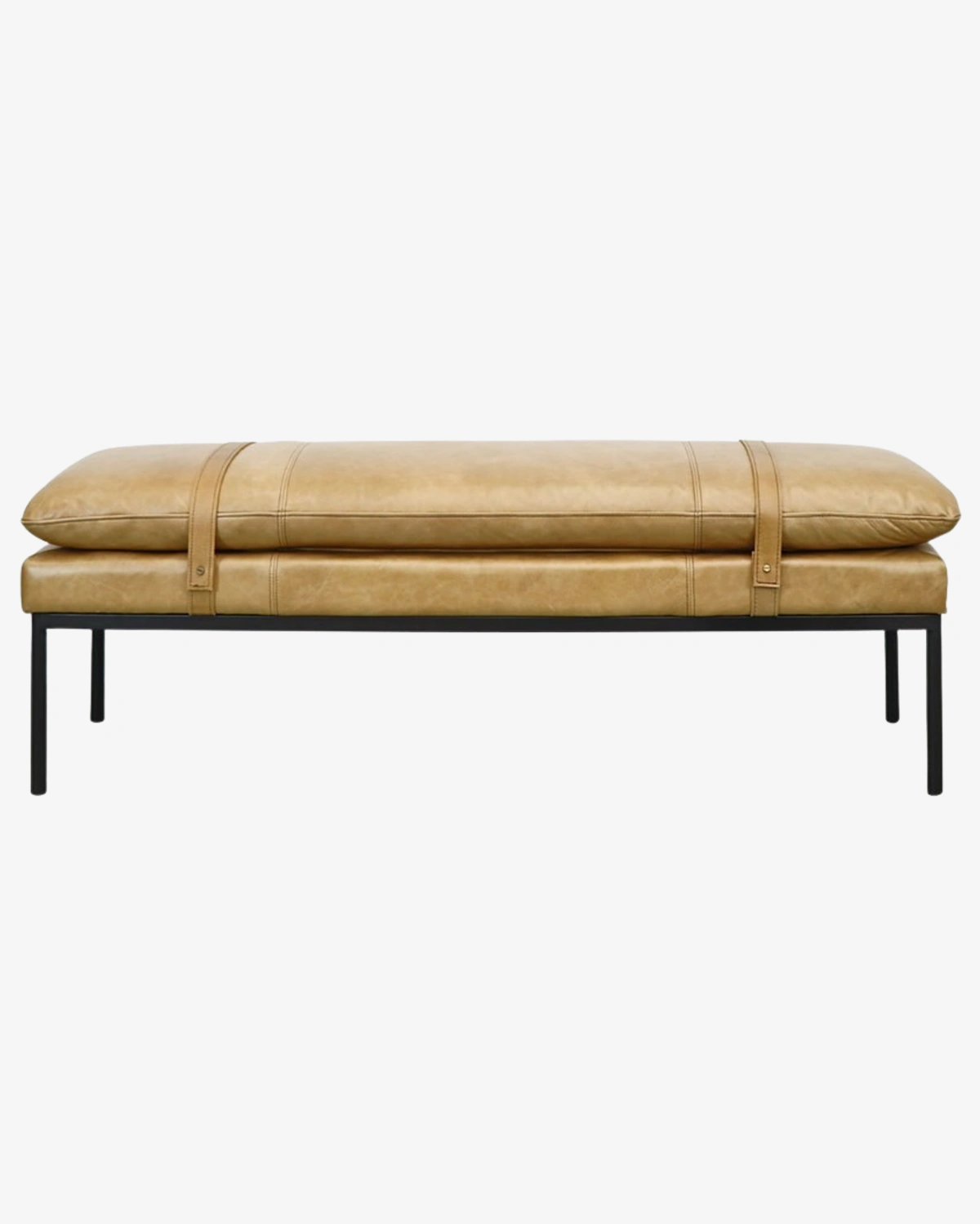Bayley Leather Bench with Straps - Tan