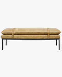 Bayley Leather Bench with Straps - Tan