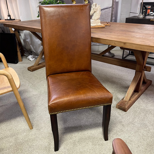 Belmont Leather Dining Chair - Aged Brown