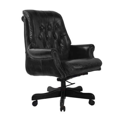 black leather swivel office chair