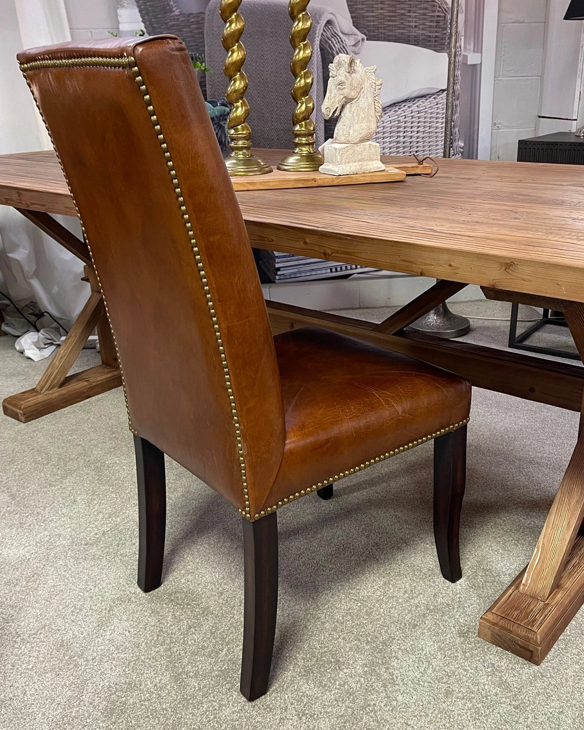 Belmont Leather Dining Chair - Aged Brown