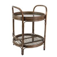 Bermuda 2 Tier Side Table - Walnut Rattan