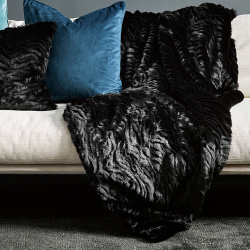 Heirloom NZ Made Faux Fur Throw - 150x180cm - Black Tiger