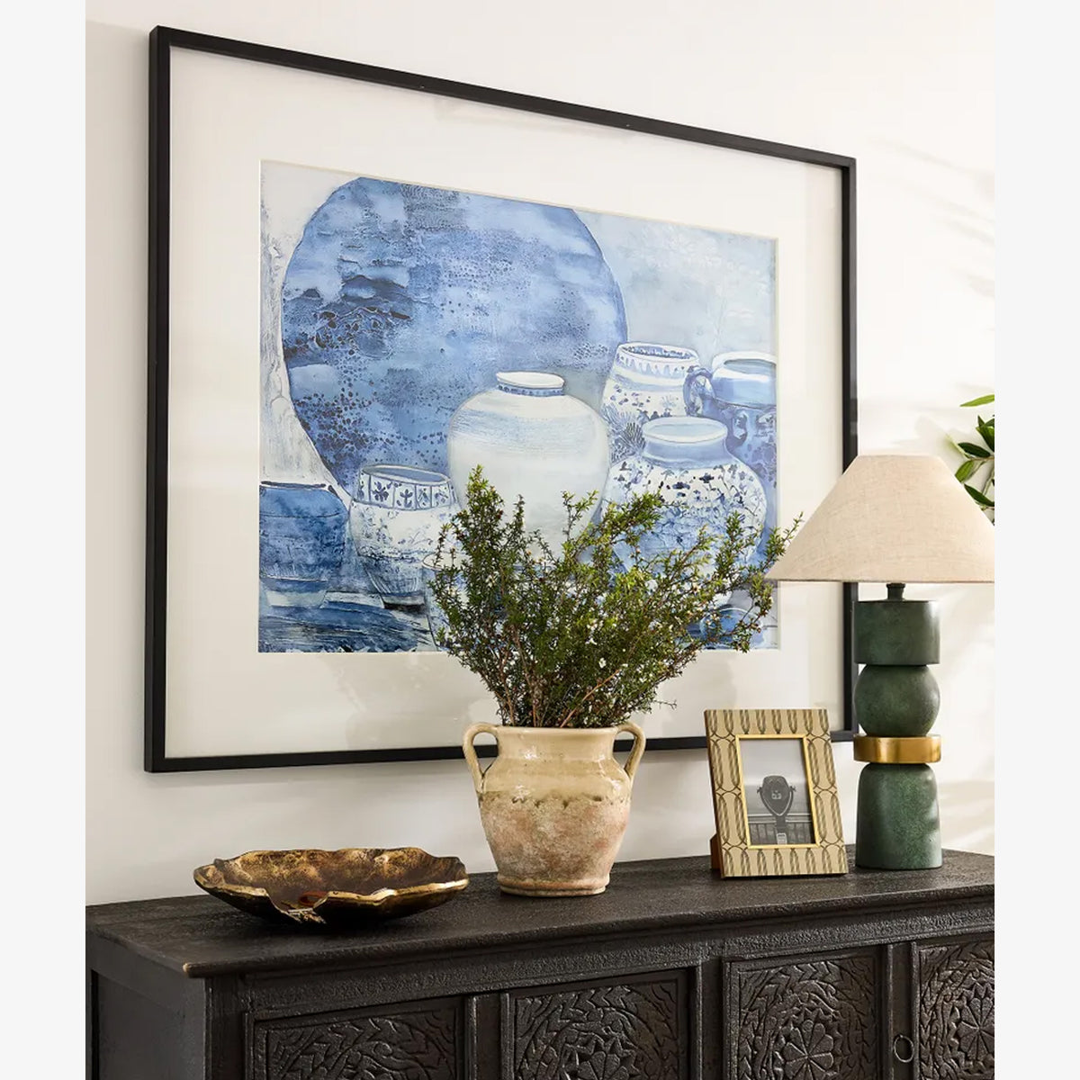 Blue Chinoiserie with Plate Wall Art Large