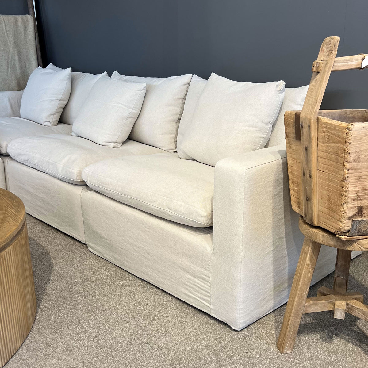 Bondi  Modular Slipcover Sofa - 3.5 Seater with Ottoman - Natural