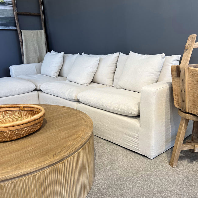 Bondi  Modular Slipcover Sofa - 3.5 Seater with Ottoman - Natural