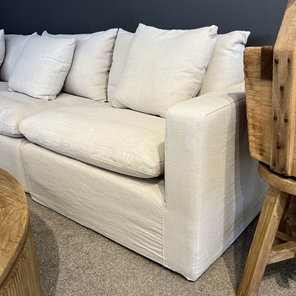 Bondi  Modular Slipcover Sofa - 3.5 Seater with Ottoman - Natural