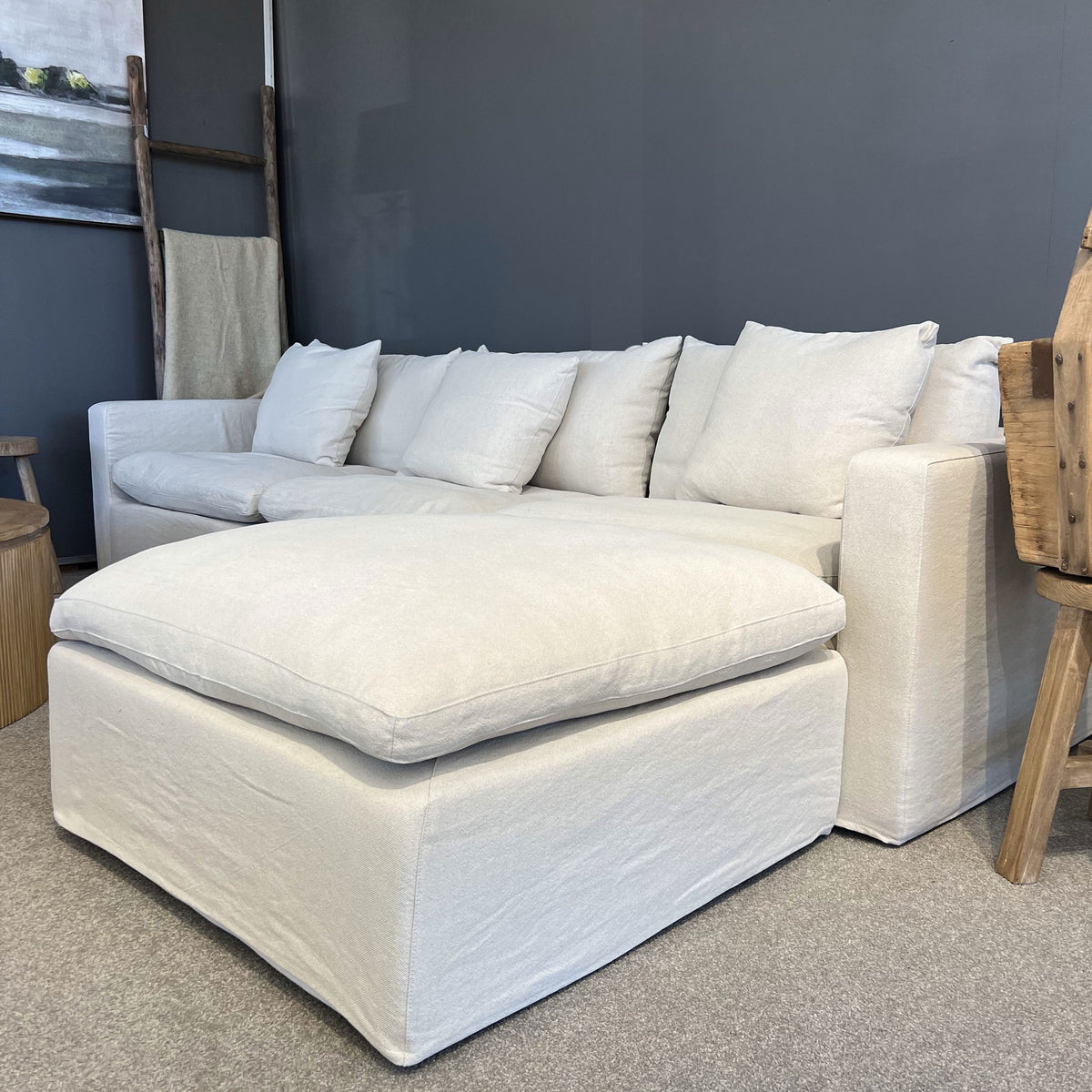 Bondi  Modular Slipcover Sofa - 3.5 Seater with Ottoman - Natural