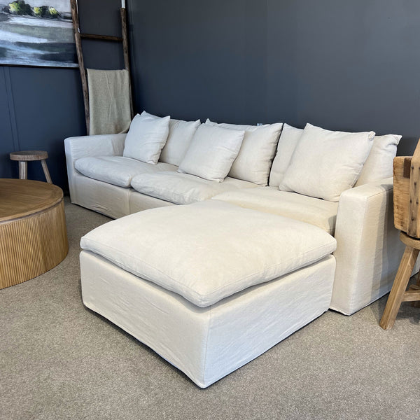 Bondi  Modular Slipcover Sofa - 3.5 Seater with Ottoman - Natural