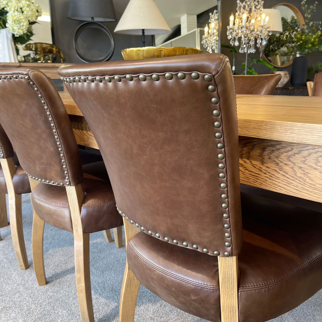 Brixham Brown Leather Dining Chair - Havana – Greenslades Furniture