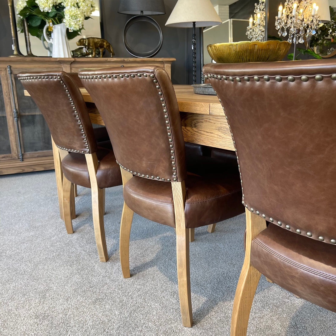 Brixham Brown Leather Dining Chair - Havana – Greenslades Furniture