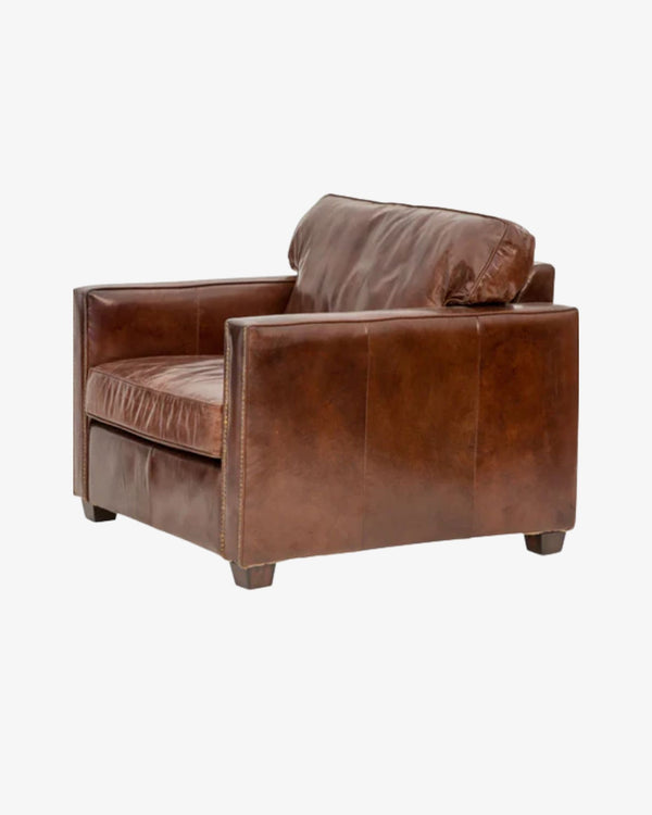 Camden Leather Armchair - Aged Brown