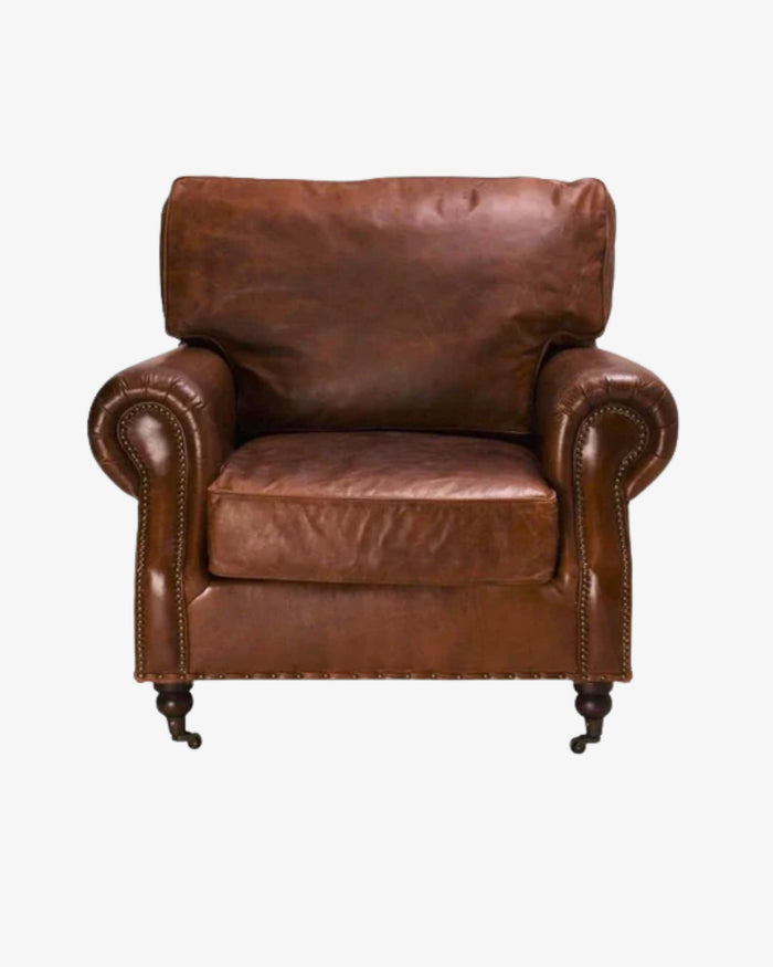 Winslow Leather Armchair - Aged Brown