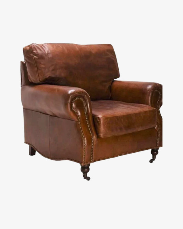 Winslow Leather Armchair - Aged Brown