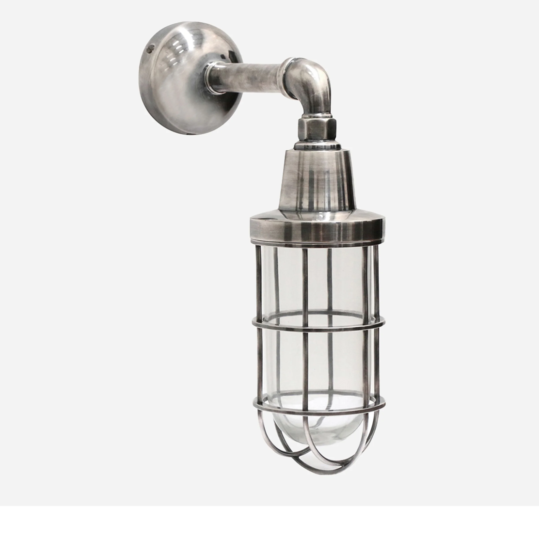 Outdoor IP54 Cage Wall Light - Brushed Pewter