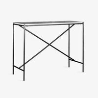 Black metal frame table on a white background