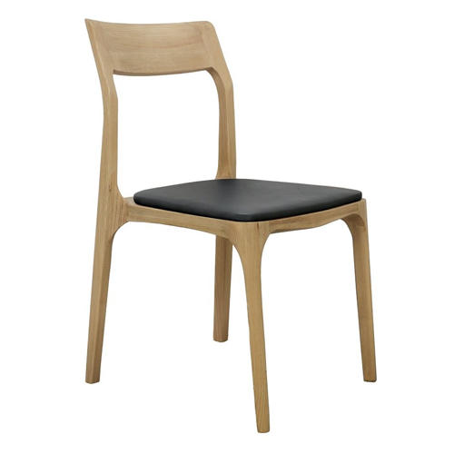 Carson Dining Chair - Natural + Black Leather