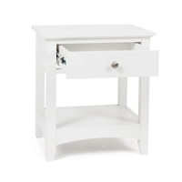 Casey White Bedside Table - 1 Drawer