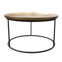 Cezar Round Metal Coffee Table - Antique Brass