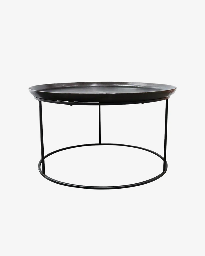 Cezar Round Metal Coffee Table - Antique Black