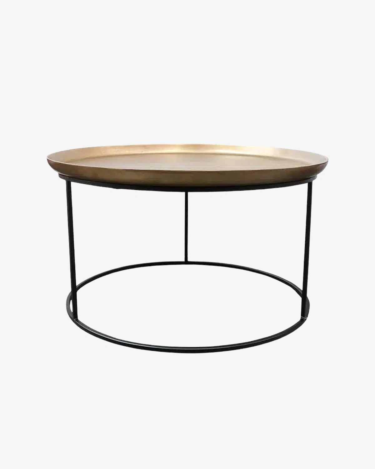 Cezar Round Metal Coffee Table - Antique Brass