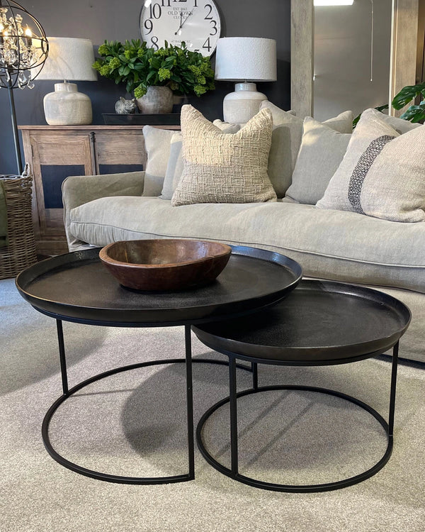 Cezar Nest of 2 Coffee Tables - Antique Black