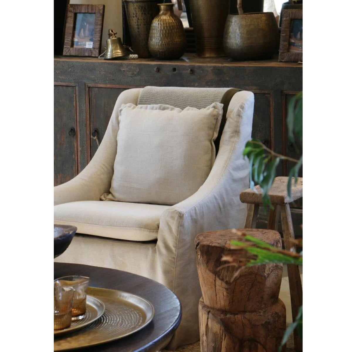 Chelsea Armchair with Back Cushion - Pebble