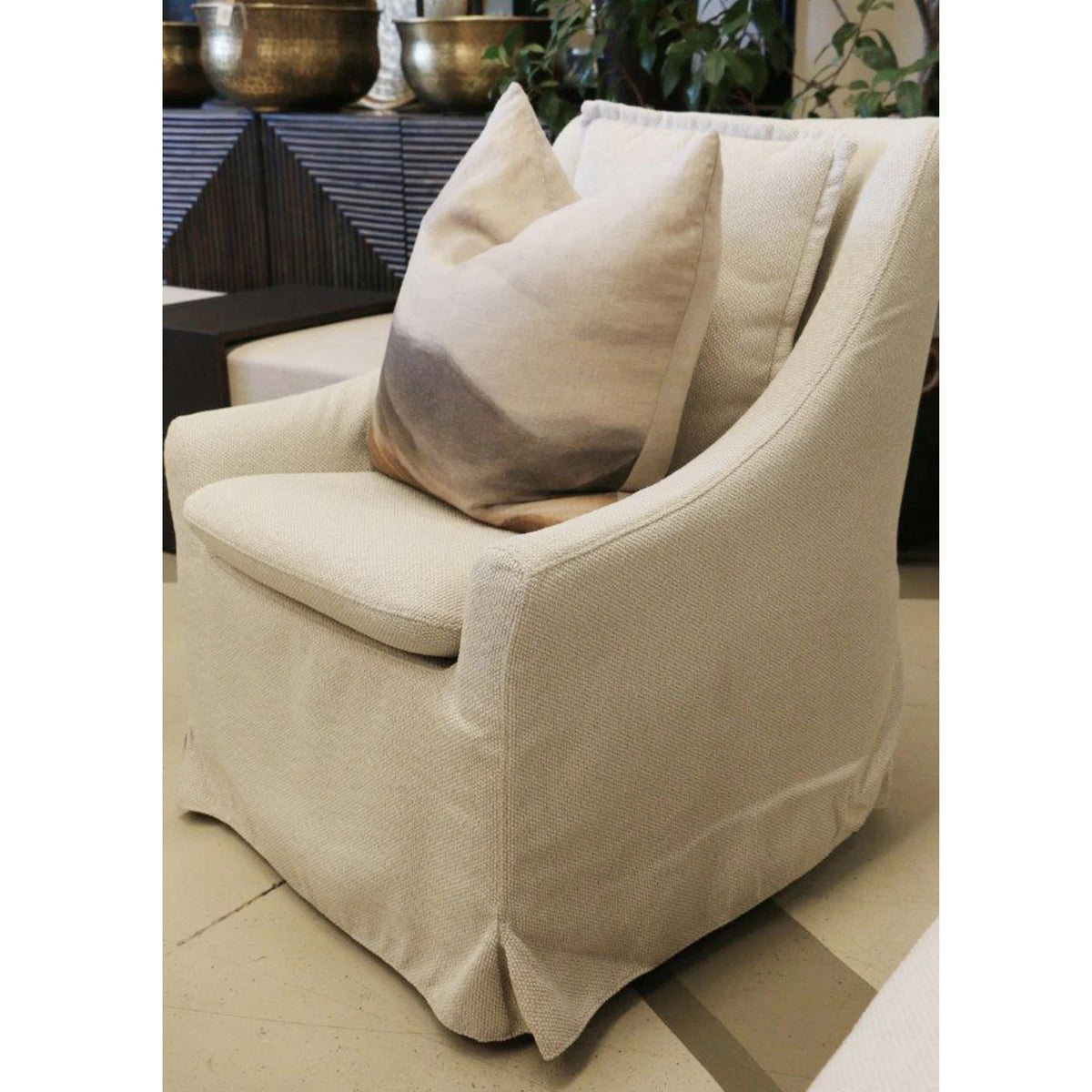 Chelsea Armchair with Back Cushion - Pebble