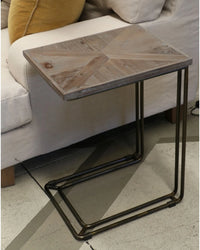 Coastal L Shape Sofa Table -  Parquet Top