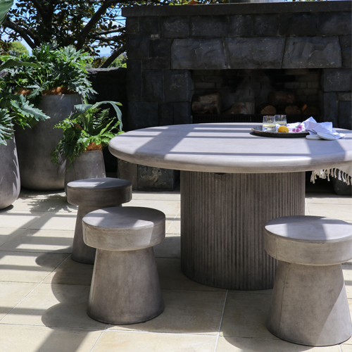 Mushroom Outdoor Concrete Stool - Grey