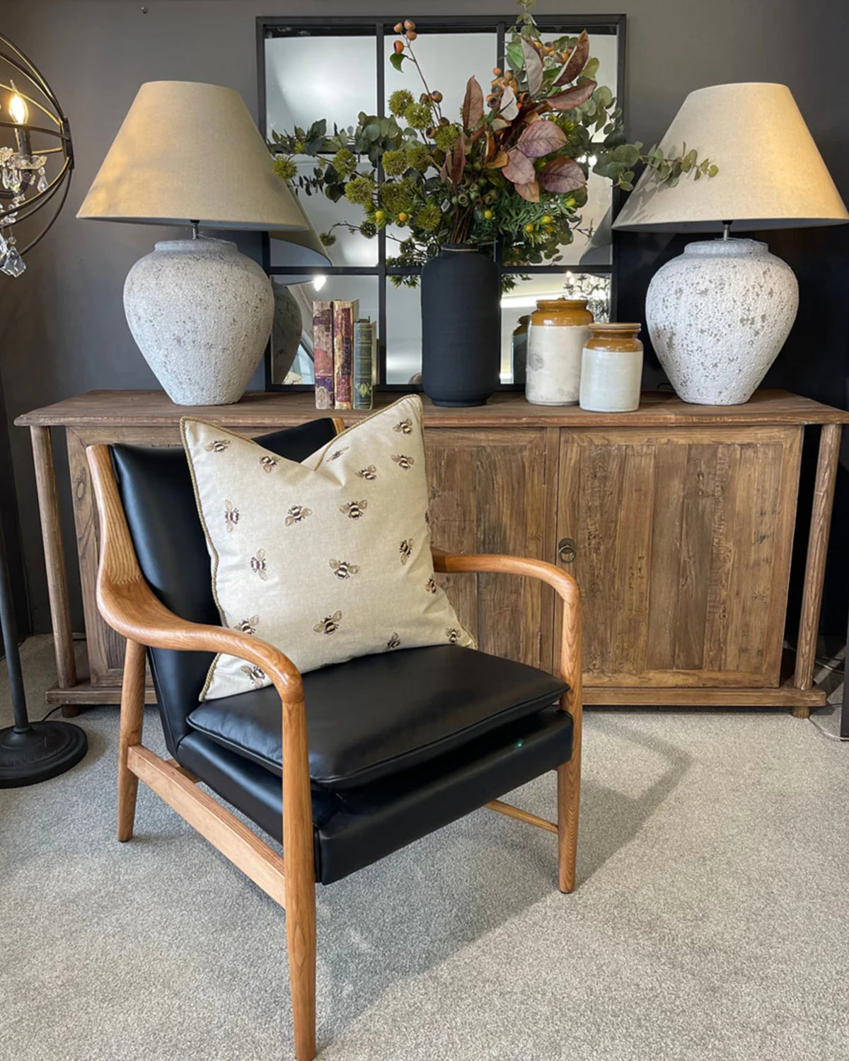 Juniper Leather Armchair - Black