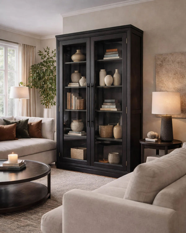 Montrose Black Display Cabinet - American White Oak