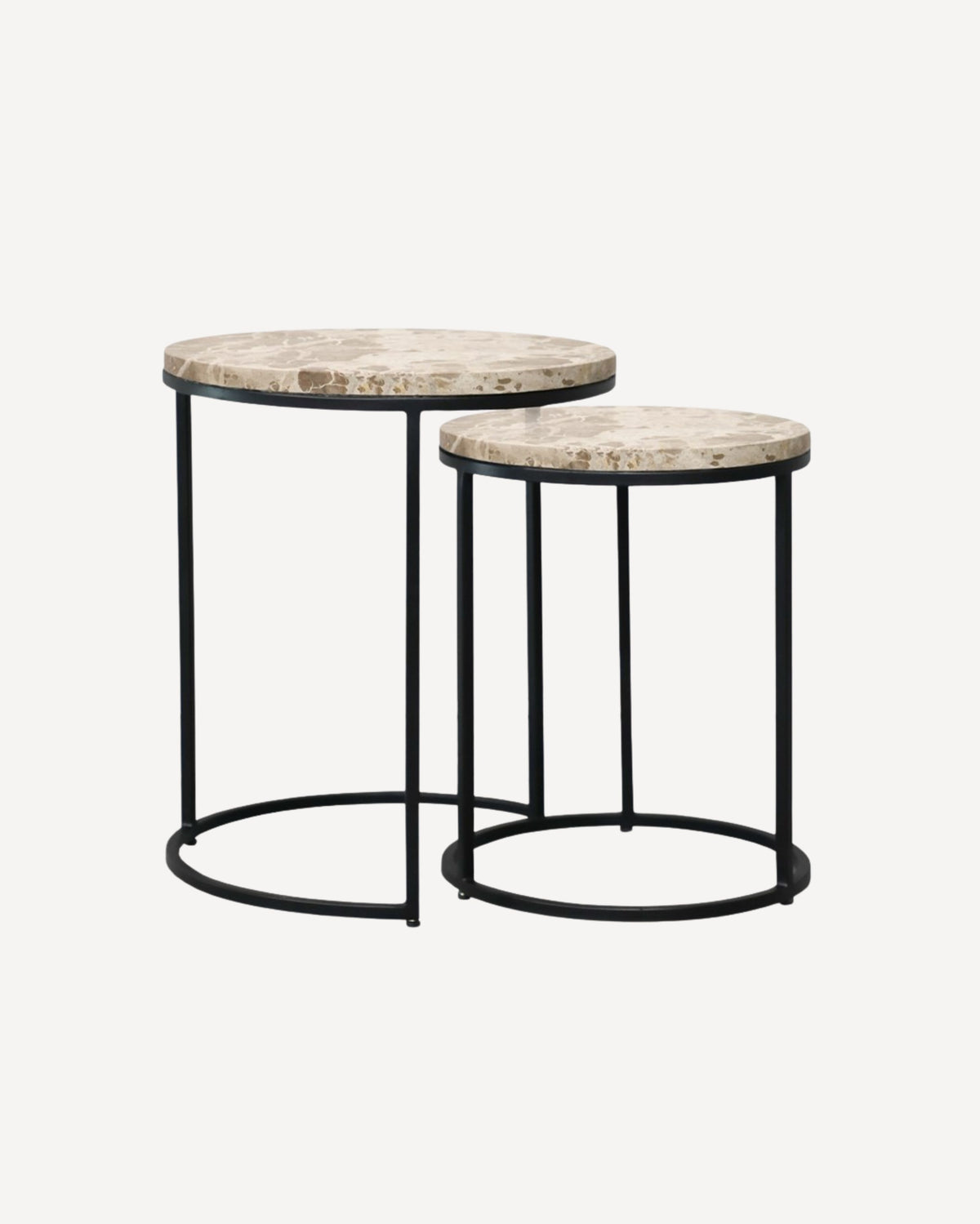 Monaco Marble Nesting Side Tables - Beige