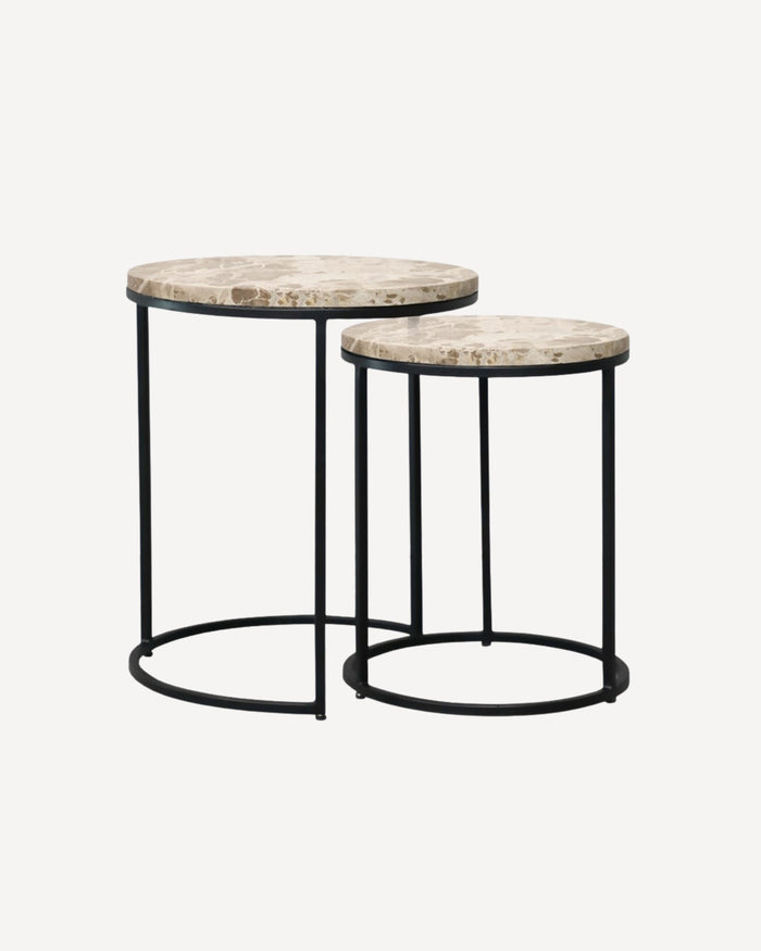 Monaco Marble Nesting Side Tables - Beige