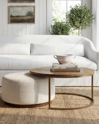 Edison Coffee Table + Ottoman - Off-White