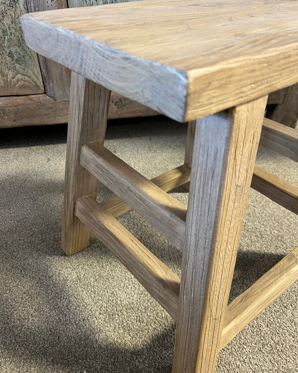 Malaga Wooden Elm Side Table Stool - Rectangle