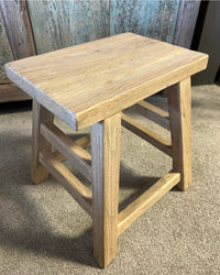 Malaga Wooden Elm Side Table Stool - Rectangle