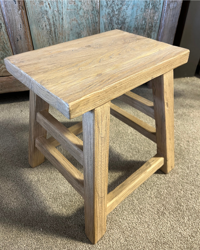 Malaga Wooden Elm Side Table Stool - Rectangle