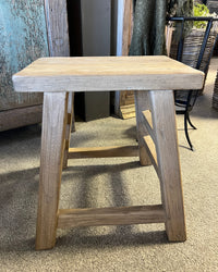 Malaga Wooden Elm Side Table Stool - Rectangle