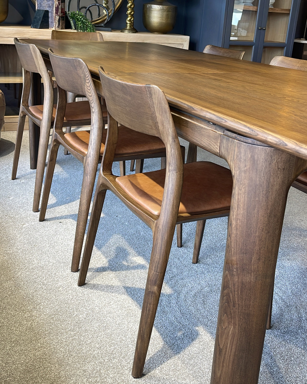 Eden Leather Dining Chair - Tan Leather - Brown Ash