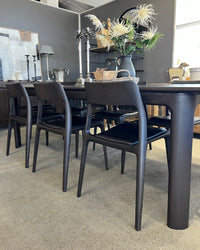 Eden Leather Dining Chair - Aged Leather - Black Ash