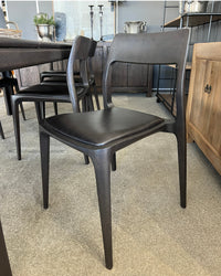 Eden Leather Dining Chair - Aged Leather - Black Ash