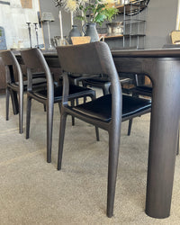 Eden Leather Dining Chair - Aged Leather - Black Ash