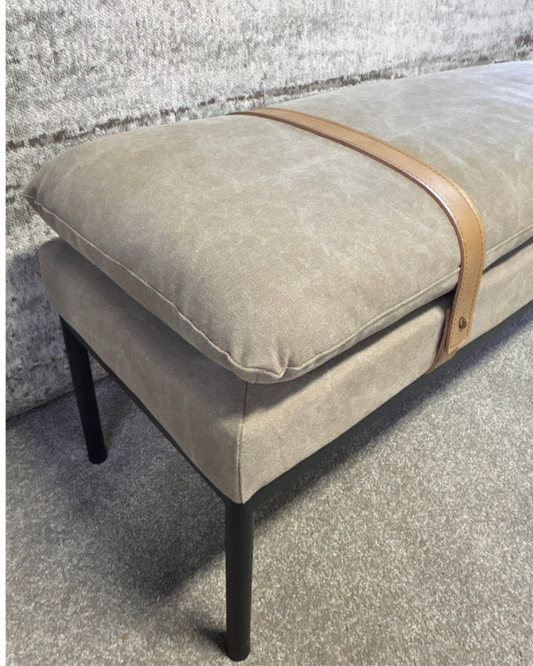 Bayley Bench with Leather Straps - Moss