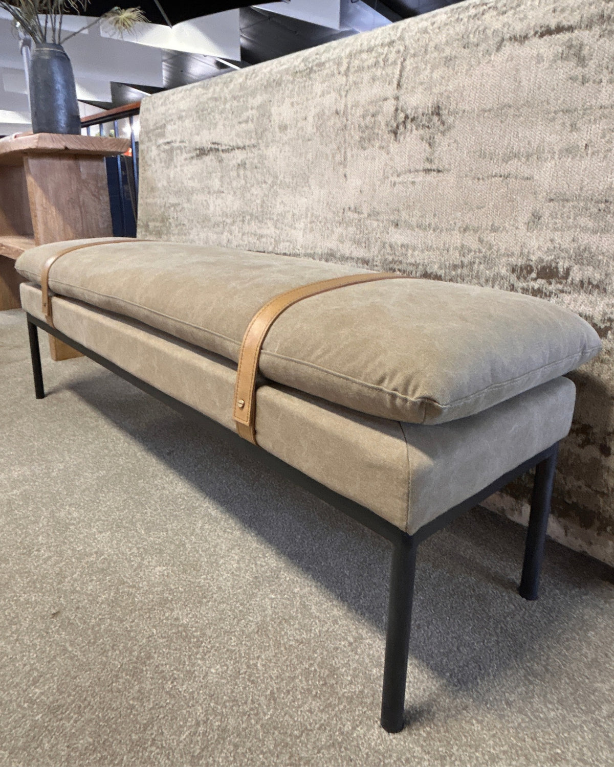 Bayley Bench with Leather Straps - Moss